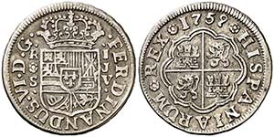 1759. Fernando VI. Sevilla. JV. 1 real. ... 