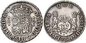 1754. Fernando VI. Lima. JD. 2 reales. (Cal. ... 