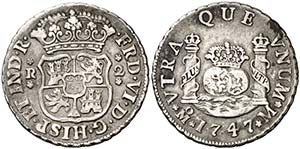 1747. Fernando VI. M‚xico. M. 2 reales. ... 