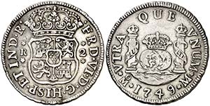 1749. Fernando VI. M‚xico. M. 2 reales. ... 