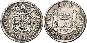 1755. Fernando VI. M‚xico. M. 2 reales. ... 