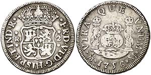 1756. Fernando VI. M‚xico. M. 2 reales. ... 