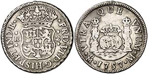 1757. Fernando VI. M‚xico. M. 2 reales. ... 