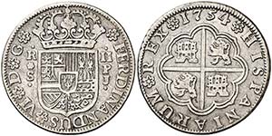 1754. Fernando VI. Sevilla. PJ. 2 reales. ... 
