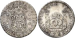 1759. Fernando VI. Lima. JM. 4 reales. (Cal. ... 