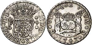 1747. Fernando VI. M‚xico. MF. 4 reales. ... 