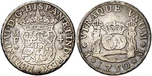 1750. Fernando VI. M‚xico. MF. 4 reales. ... 