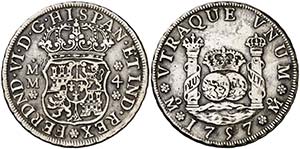 1757. Fernando VI. M‚xico. MM. 4 reales. ... 