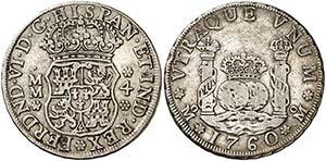 1760. Fernando VI. M‚xico. MM. 4 reales. ... 