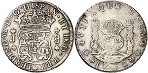 1756. Fernando VI. Guatemala. J. 8 reales. ... 