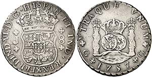 1757. Fernando VI. Guatemala. J. 8 reales. ... 