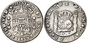1758. Fernando VI. Guatemala. J. 8 reales. ... 