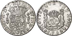 1756. Fernando VI. Lima. JM. 8 reales. (Cal. ... 