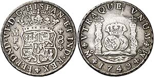 1749. Fernando VI. M‚xico. MF. 8 reales. ... 
