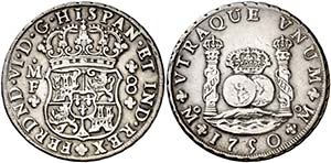 1750. Fernando VI. M‚xico. MF. 8 reales. ... 