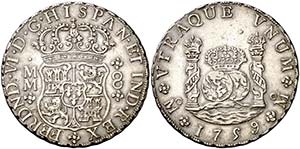 1759. Fernando VI. M‚xico. MM. 8 reales. ... 