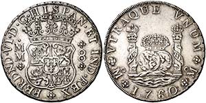 1760. Fernando VI. M‚xico. MM. 8 reales. ... 