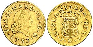 1759. Fernando VI. Madrid. J. 1/2 escudo. ... 