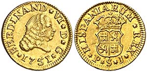 1751. Fernando VI. Sevilla. PJ. 1/2 escudo. ... 