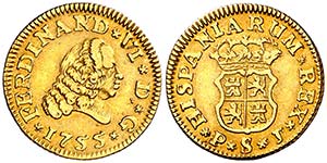 1755. Fernando VI. Sevilla. PJ. 1/2 escudo. ... 