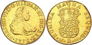 1756. Fernando VI. M‚xico. MM. 4 escudos. ... 