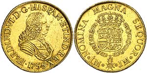 1755. Fernando VI. Lima. JM. 8 escudos. ... 
