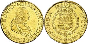 1758/7. Fernando VI. Lima. JM. 8 escudos. ... 