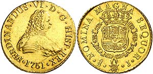 1751. Fernando VI. Santiago. J. 8 escudos. ... 