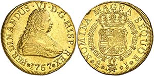 1757. Fernando VI. Santiago. J. 8 escudos. ... 