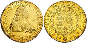 1758. Fernando VI. Santiago. J. 8 escudos. ... 