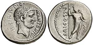 (42 a.C.). Marco Antonio / P. Clodius M. f. ... 