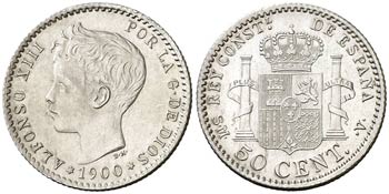 1900*00. Alfonso XIII. SMV. 50 céntimos. ... 