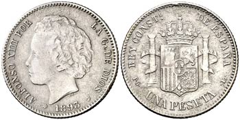 1893*1893. Alfonso XIII. PGL. 1 peseta. ... 