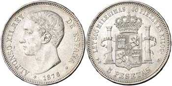 1876*1876. Alfonso XII. DEM. 5 pesetas. ... 