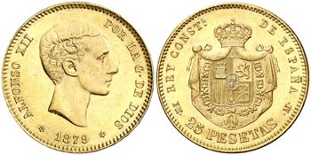 1879*1879. Alfonso XII. EMM. 25 pesetas. ... 