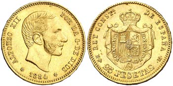 1884*1884. Alfonso XII. MSM. 25 pesetas. ... 