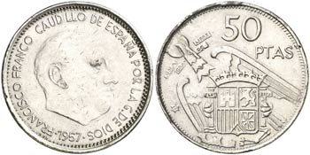 1957*69. Estado Español. 50 pesetas. 13,34 ... 