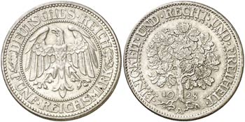 1928. Alemania. A (Berlín). 5 marcos. (Kr. ... 