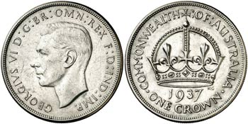 1937. Australia. Jorge VI. 1 corona. (Kr. ... 