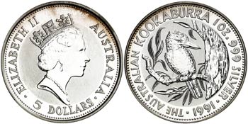 1991. Australia. Isabel II. 5 dólares. (Kr. ... 