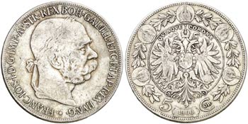 1900. Austria. Francisco José I. 5 coronas. ... 