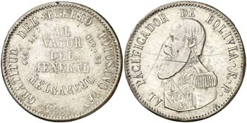 1865. Bolivia. FP. 1 melgarejo. (Kr. 146). ... 