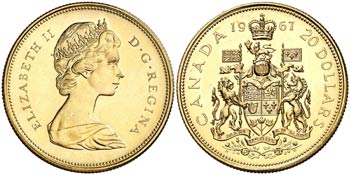1967. Canadá. Isabel II. 20 dólares. (Fr. ... 