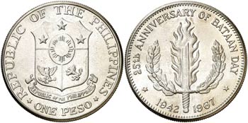 1967. Filipinas. 1 peso. (Kr. 195). 27,01 g. ... 