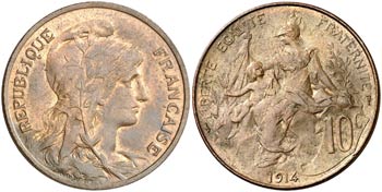 1914. Francia. 10 céntimos. (Kr. 843). ... 