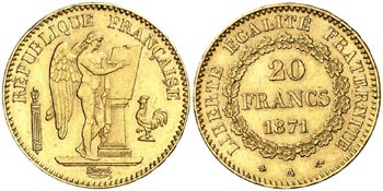 1871. Francia. A (París). 20 francos. (Fr. ... 
