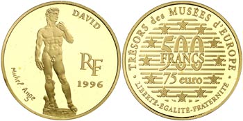 1996. Francia. 500 francos / 75 euros. (Fr. ... 