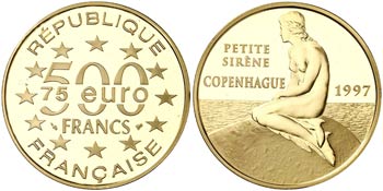 1997. Francia. 500 francos / 75 euros. (Fr. ... 