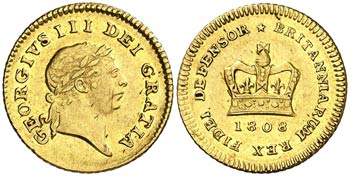 1808. Gran Bretaña. Jorge III. 1/3 guinea. ... 
