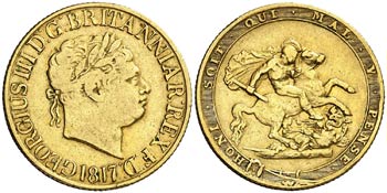 1817. Gran Bretaña. Jorge III. 1 libra. ... 